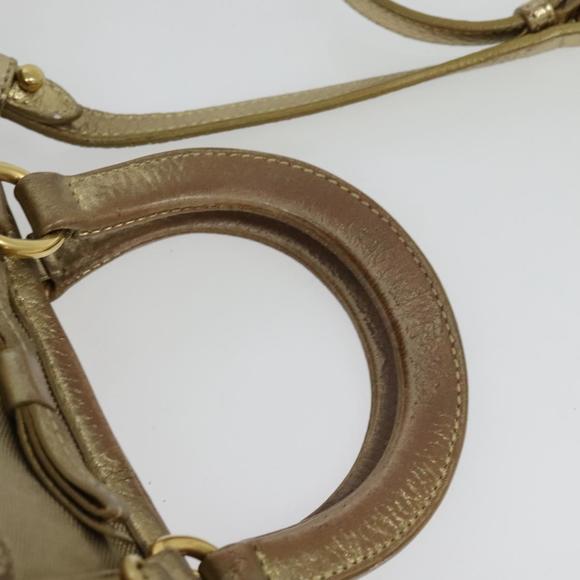 44171353-1_3.jpg PRADA Logo jacquard Hand Bag Canvas 2way Beige Gold Auth 141533